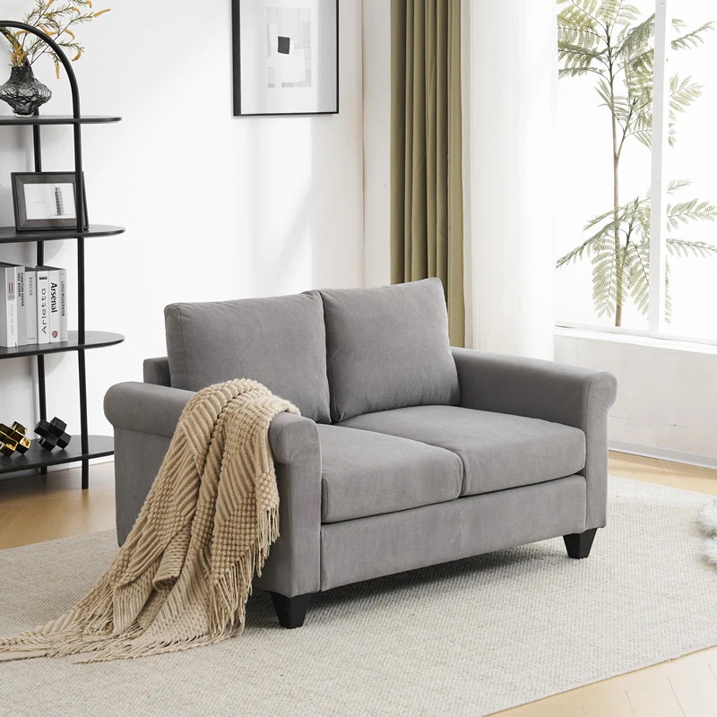 【日本国内出荷-3日で配達】ファッション 復古 韓国版 日系 じゅんしょく 2人掛け ソファー 脚付き 肘付き ロータイプ コンパクト コーデュロイ生地 DJYC97