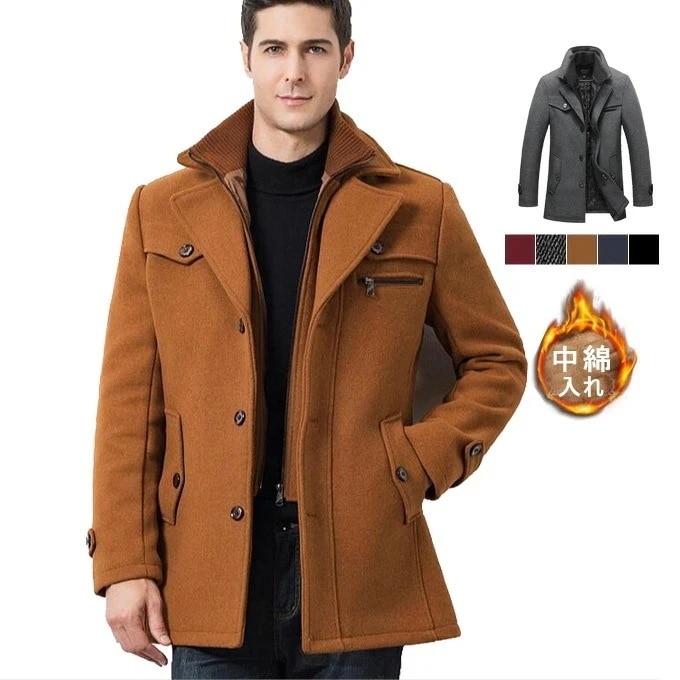 チェスターコート メンズ 長袖 ロング丈 ビジネスコート 無地 コート トレンチコート 厚手 防寒 ウール あったか おしゃれ アウター 冬物 秋物 新作