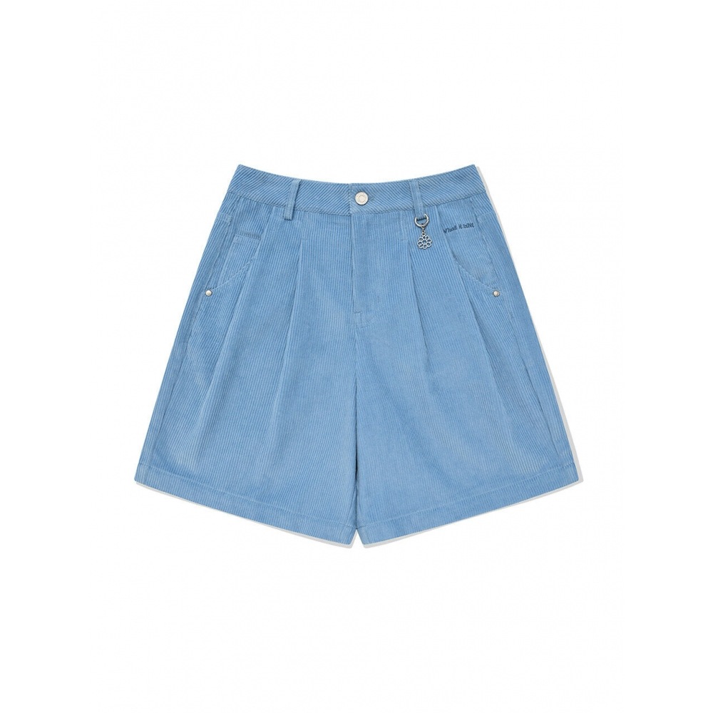 whatitisnt 女性用コーデュロイバミューダパンツブルー
