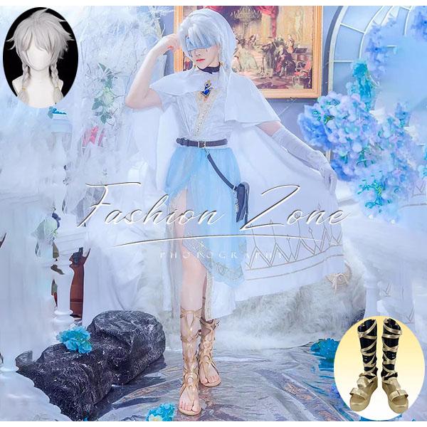 【品質良い 大好評中】迅速な出荷IdentityV 第五人格 占い師 純白予言者 コスプレ衣装 ウィッグ 靴 cos ハロウィン 演出服 変装