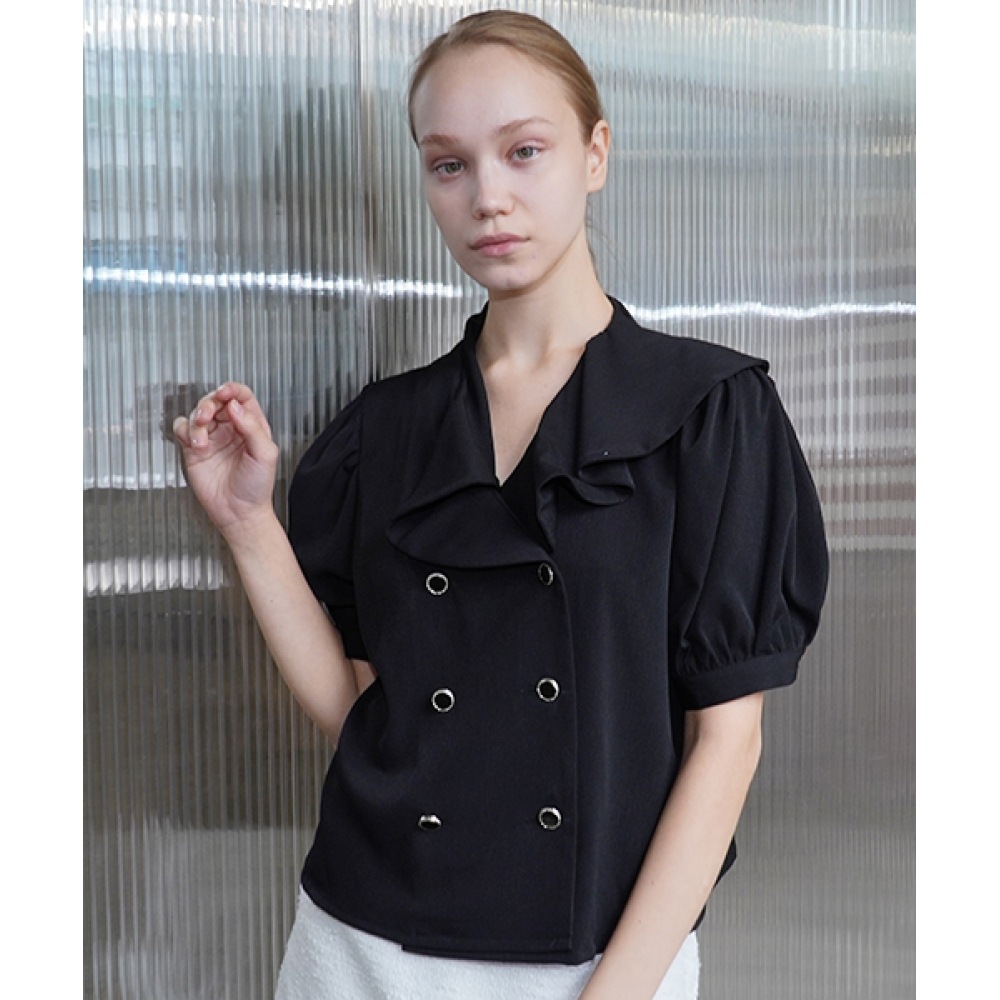 DAMAGE MNEMONICセラプリルブラックブラウス_Sailor Frill BK BL