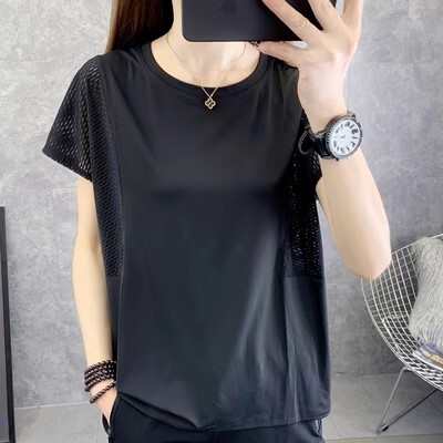 トップス Tシャツ 袖あり 半袖 ラウンドネック 襟なし かわいい 可愛い きれいめ シンプル カジュアル 上品 おしゃれ かっこいい 可愛い 女子 こなれ感 ラフ スポーティー