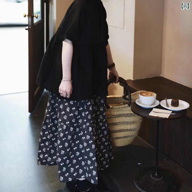 スカート　レディース　花柄 婦人服 爽や かな 森 風 ティアードスカート 夏 万能 ビッグ スイング スカート 文芸 復古 花柄