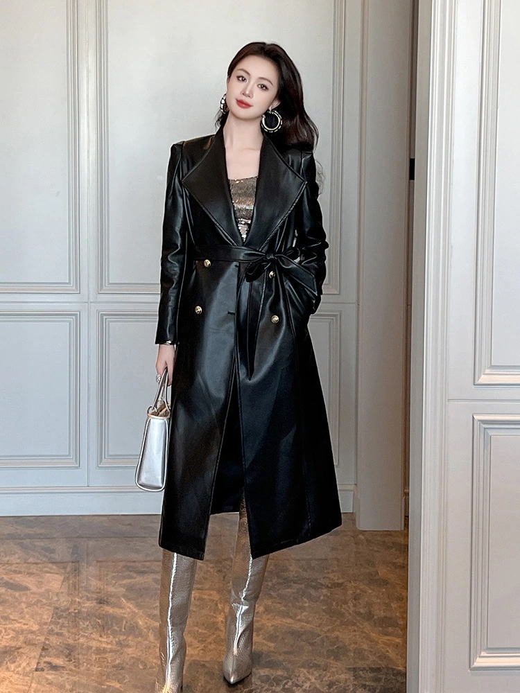 2024新品 レザー トレンチコート アウター PU革 ロングコート パーティー キャバ 大人 同窓会 披露宴 卒業式 結婚式 演奏会 ウェディング 二次会 メガ割