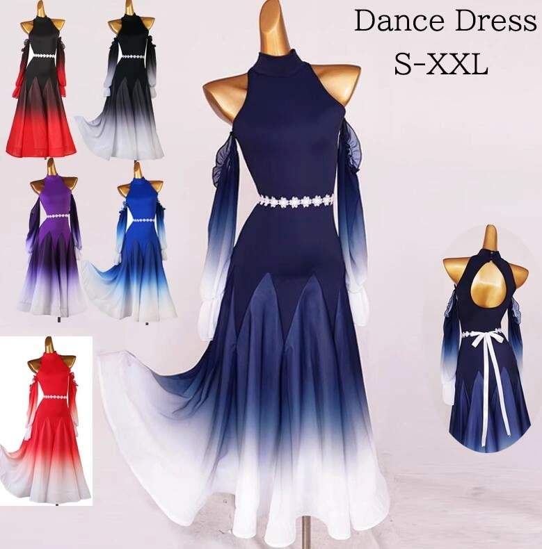 【超人気商品】社交ダンスドレス 社交ダンス衣装 ダンスウェア レディース グラデーション 高級感 ワルツ専用ドレス タンゴ 優雅 上質 モダンドレス 競技着 ワンピース ルンバ サンバ チャチャ ラテ