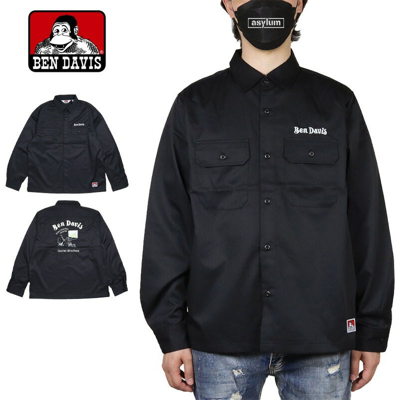 ベンデイビス 長袖シャツ BEN DAVIS ワークシャツ メンズ レディース ブランド 大きいサイズ おすすめ 人気 黒
