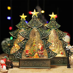 クリスマスツリー オルゴール 音楽 電池式 LEDライト クリスマス 飾り 卓上ミニ 装飾品 サンタクロースのトナカイ 五芒星 蝶結び 雪花 贈り物 雰囲気作り おしゃれ おもちゃ プレゼント 記念日
