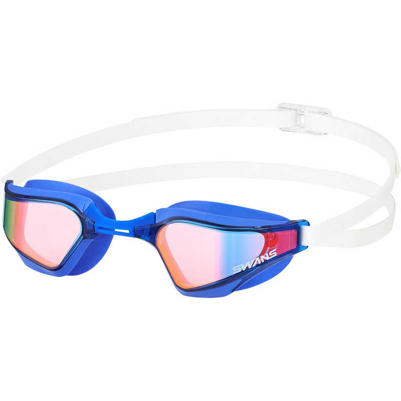 スワンズ　ユニセックス レーシングクッション付き スイミングゴーグル(MITミラータイプ) AB ネイビー×MITレッド　SR72MITPAF