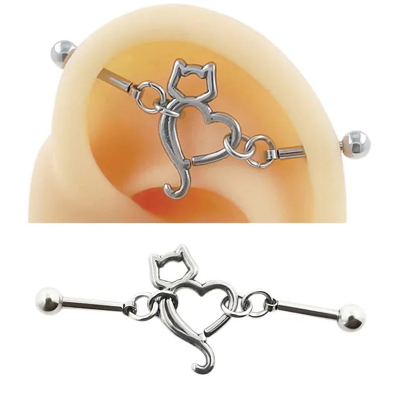 [急速出荷]ボディピアス 14G ラブキャッツジョイントオパール インダストリアル 14ゲージ 猫 ネコ 曲がる 稼働 動く 動物 アニマル 可愛い 男性 女性 プレゼント bb590xxxxxxxx 4,917円