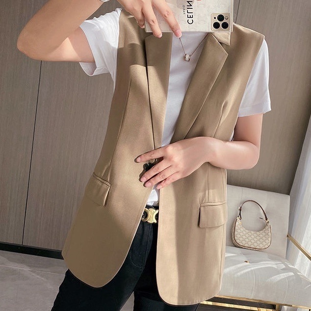 選べる福袋細見えジレ ジレ 細見え ロングジレ ノースリーブジャケット きれいめ ノースリーブジャケット ジレ 黒 ブラック ベージュ 2XL 3XL 韓国 レディース オルチャン ベスト ロング 大