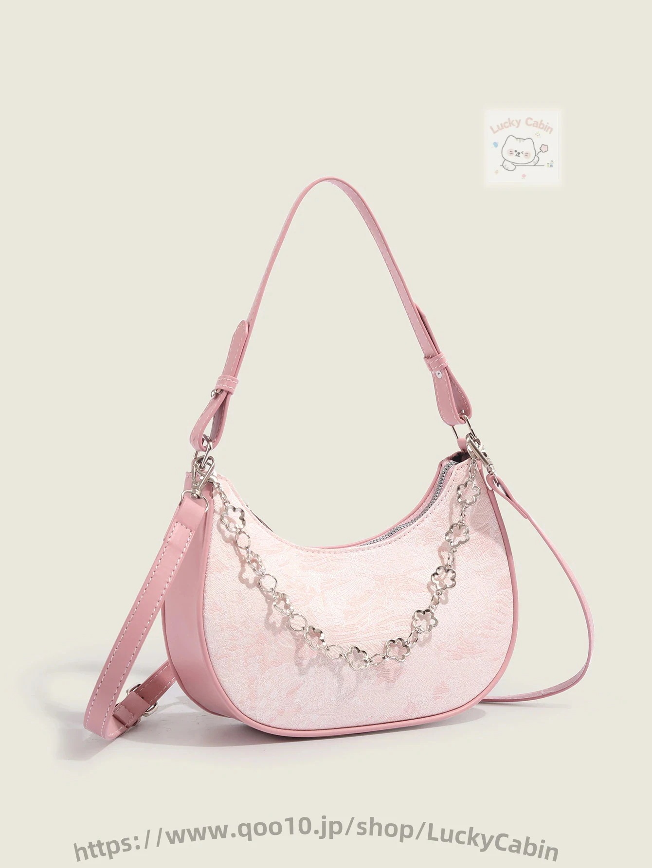 人気新作可愛いバジ痛バッグ 推し活 痛バ量産型地雷系 日系 吧唧 痛バッグ ショルダーバッグに小さめの角バッグを斜め掛けにしたフェアリーピンク ショルダーバッグ