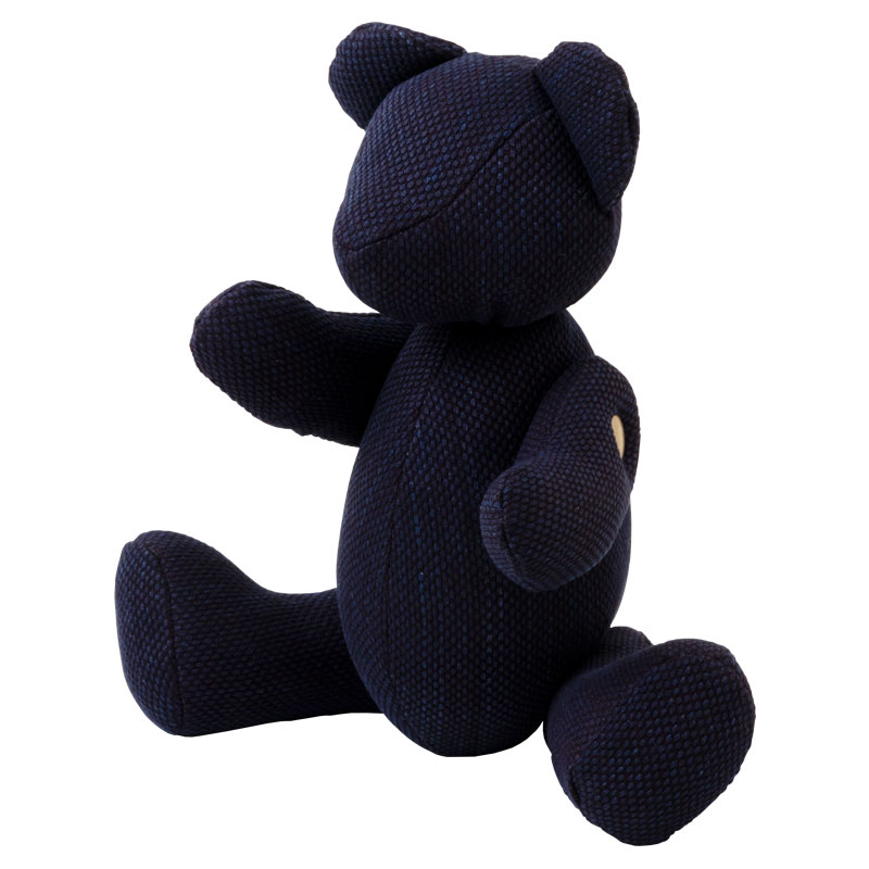 小島屋　藍染めベア・あいくま　剣道着素材の刺子織／紺　武州正藍染の置物　クマの人形　テディベア　埼玉県の工芸品