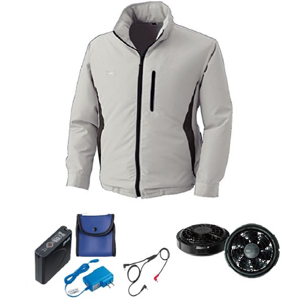 KU90520 空調服 ポリエステル製フード付 FAN2300B/LISUPER1 シルバー L