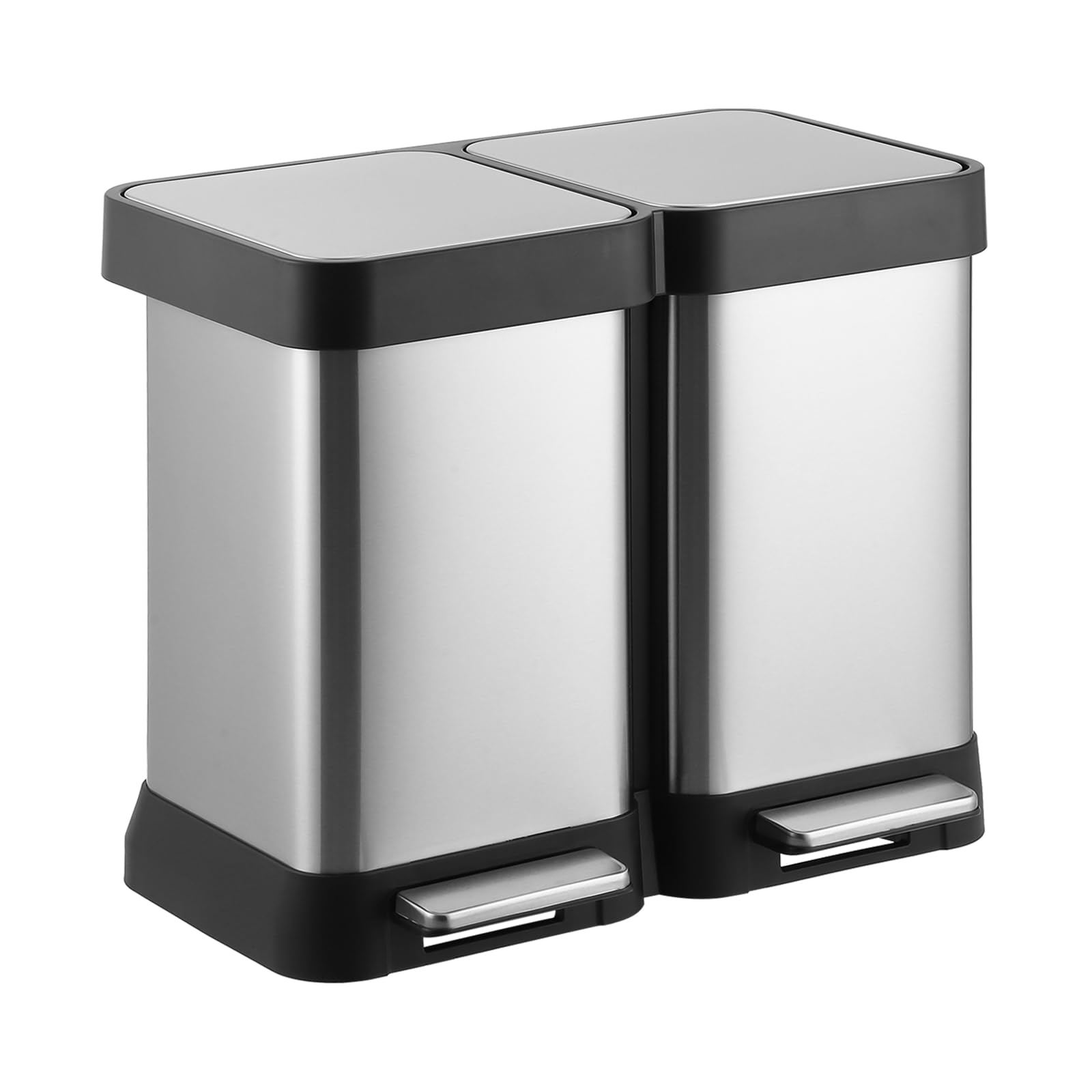 ゴミ箱 ステンレス ダストボックス ペダル式 2分別 2x20L 蓋付き 大容量 密閉 音無し キッチン 室内 リビング オフィス 奥行52.6×幅34.19×高さ44.7cm