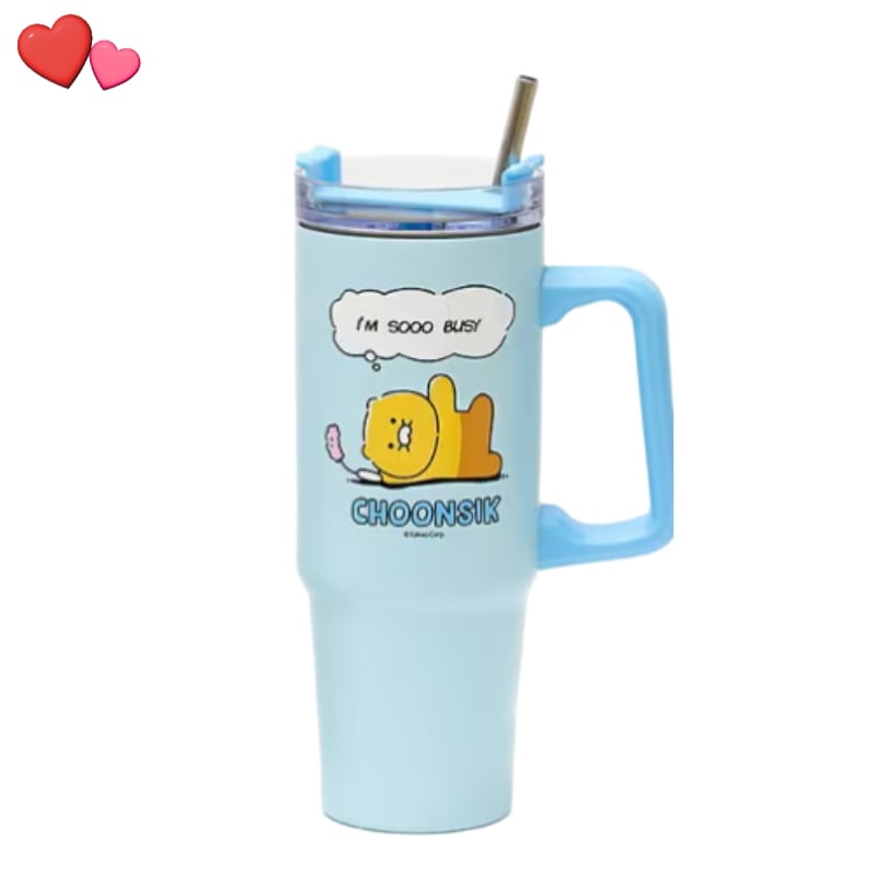 チュンシク カートゥーン ブルー 大容量 取っ手 タンブラー 887ml