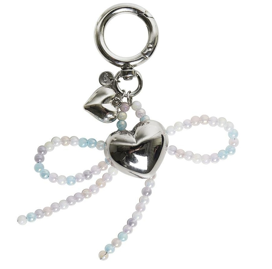 WIL602ハートカラービードキーリングキーチェーンキーホルダー