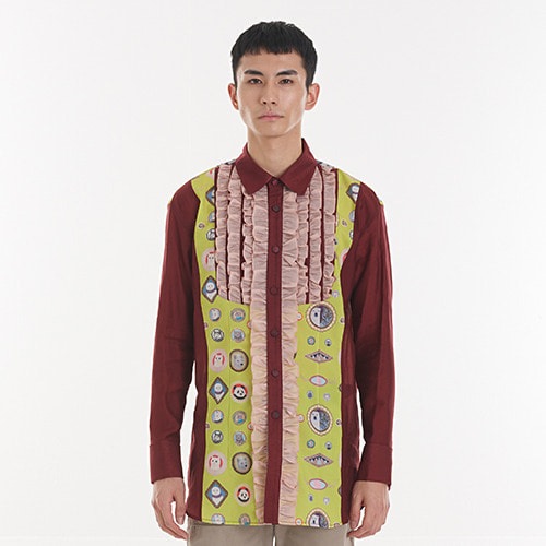 Unisex Frill Long Blouse_YELLOWGREEN[MEN]_[유니섹스 프릴 롱 블라우스]