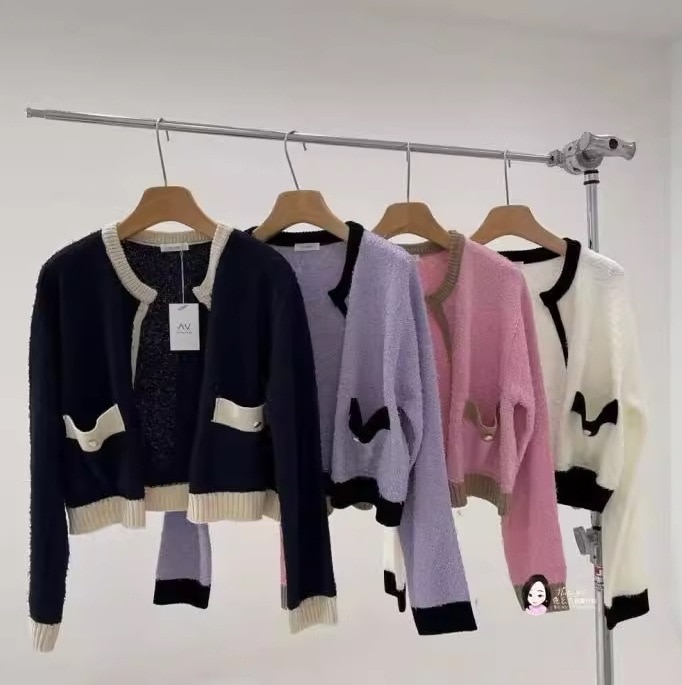 起毛生地カーディガン レトロカーディガン レディース トップス セーター カーディガン 上着 羽織 ショート 長袖 ラウンドネック スリム ストレート Iライン スマート もこもこ 前開き かわいい