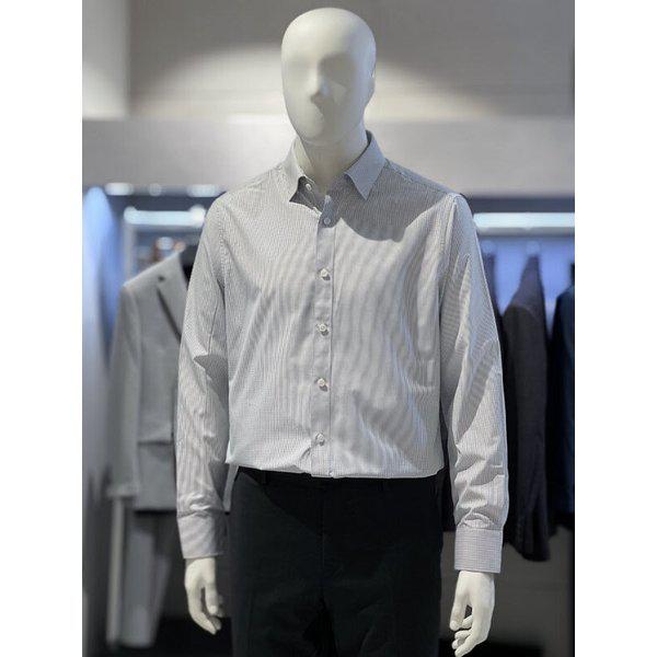 [] ブラックミニチェックヒドゥンボタン伸縮性基本フィットメンズシャツ2444RD430452 (P003678807)