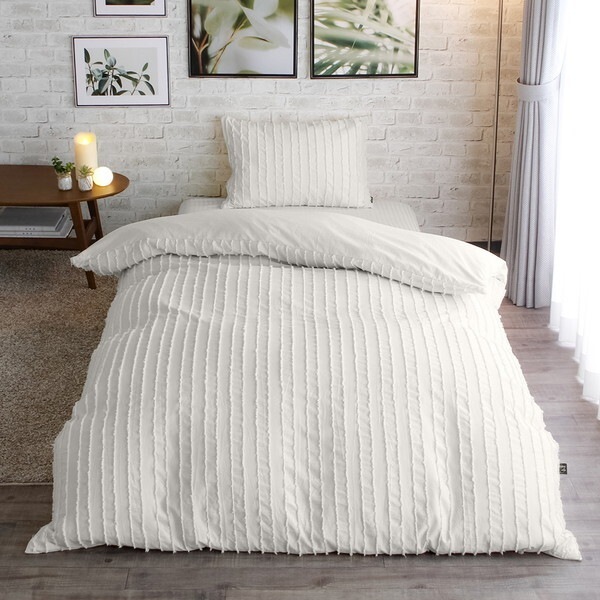 小栗 メリーナイト inico(イニコ)シリーズ 掛け布団カバー プリュイ カットフリル 約190×210cm アイボリー