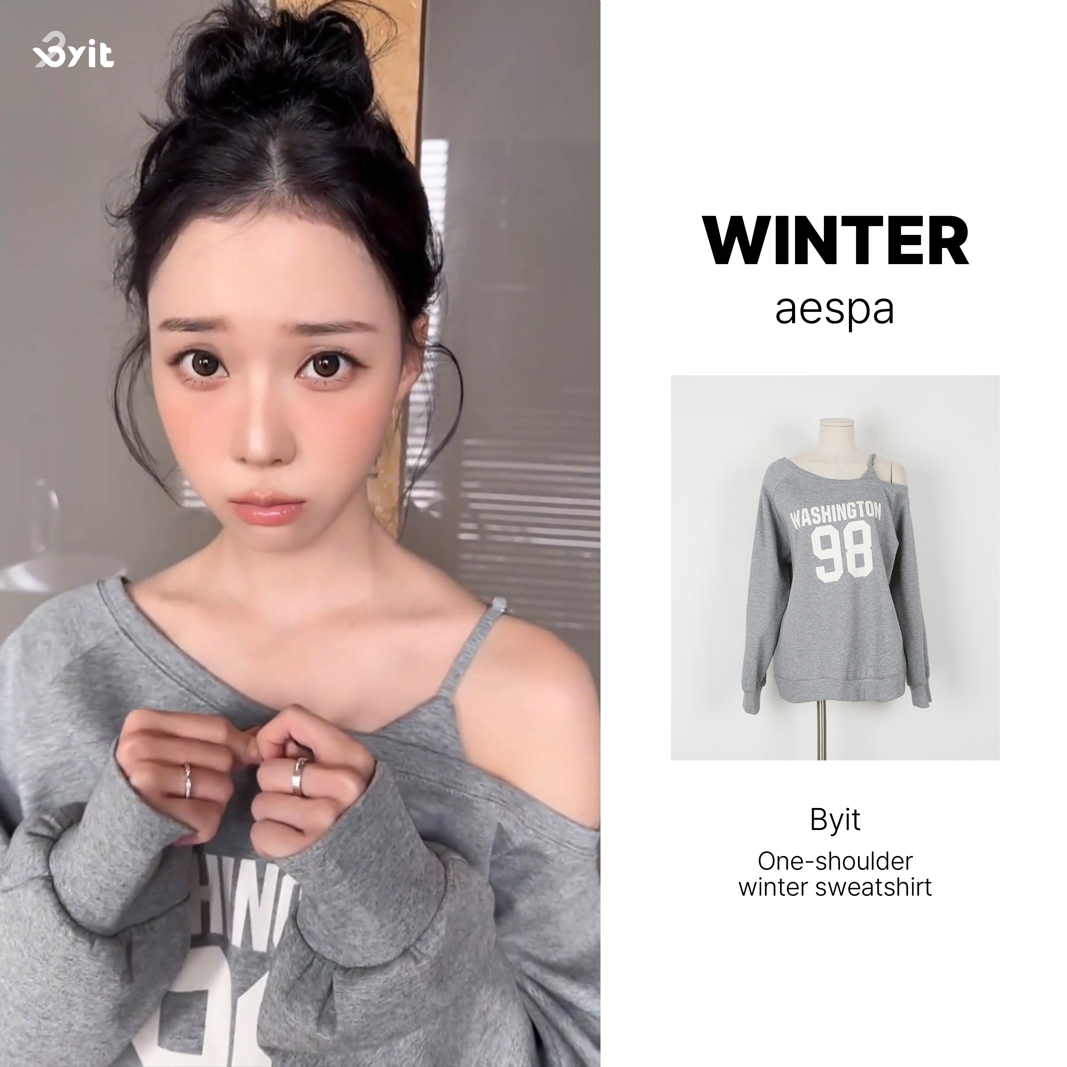 【aespa WINTER pick!】 One-shoulder aespa winter Sweatshirt スウェット ワンショルダー スウェット グッズ