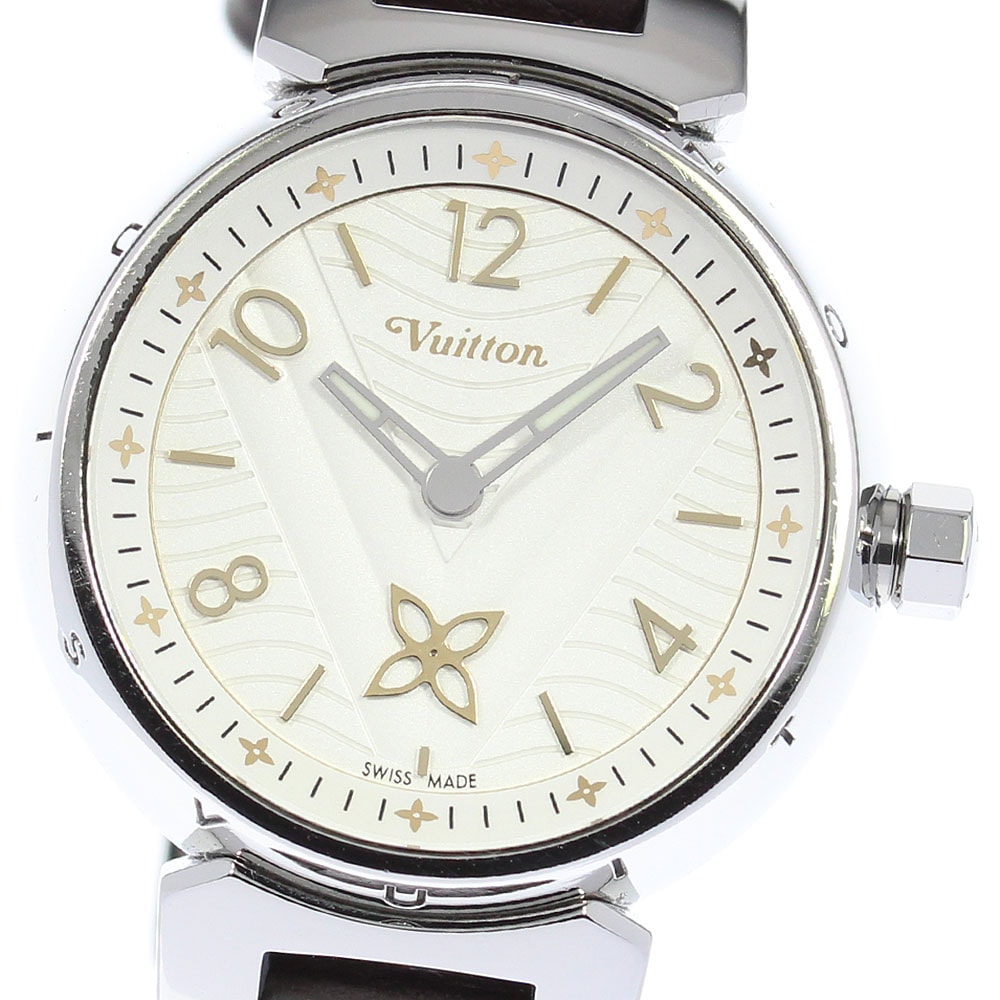 ルイヴィトン LOUIS VUITTON QA091 タンブール ニューウェーブ スモールセコンド クォーツ レディース 箱付き_819363【中古】