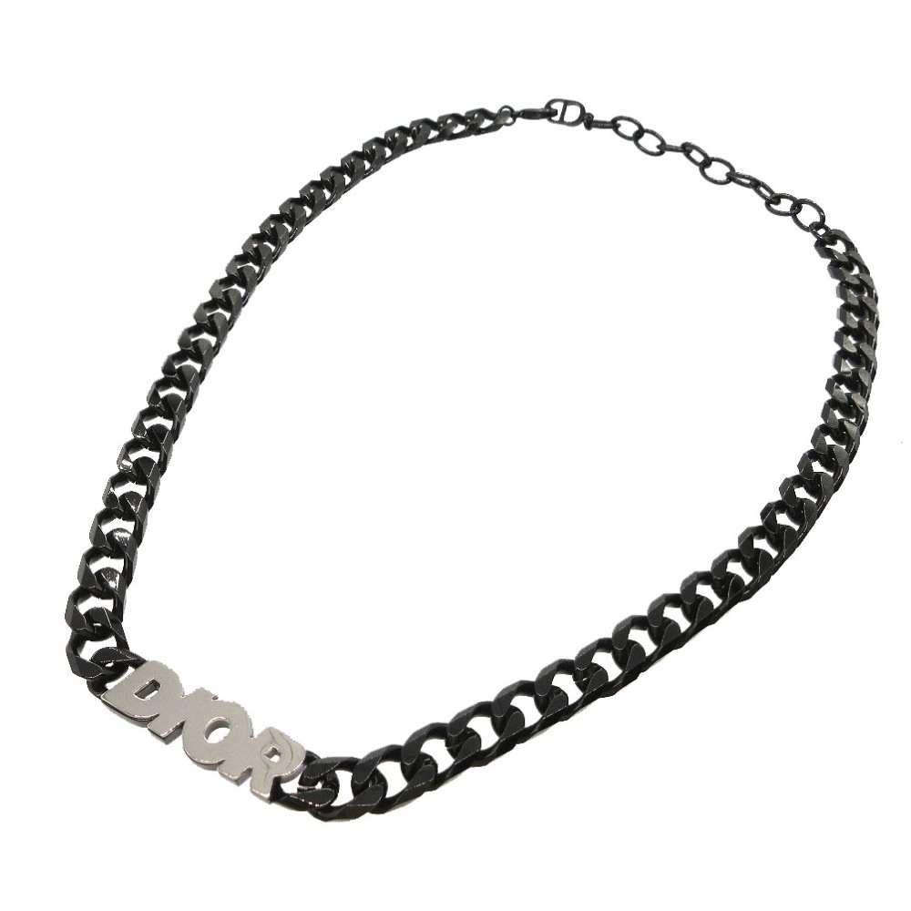 美品 ITALIC チェーンリンク ロゴ ネックレス メタル/メタル ブラック 0410【中古】 メンズ