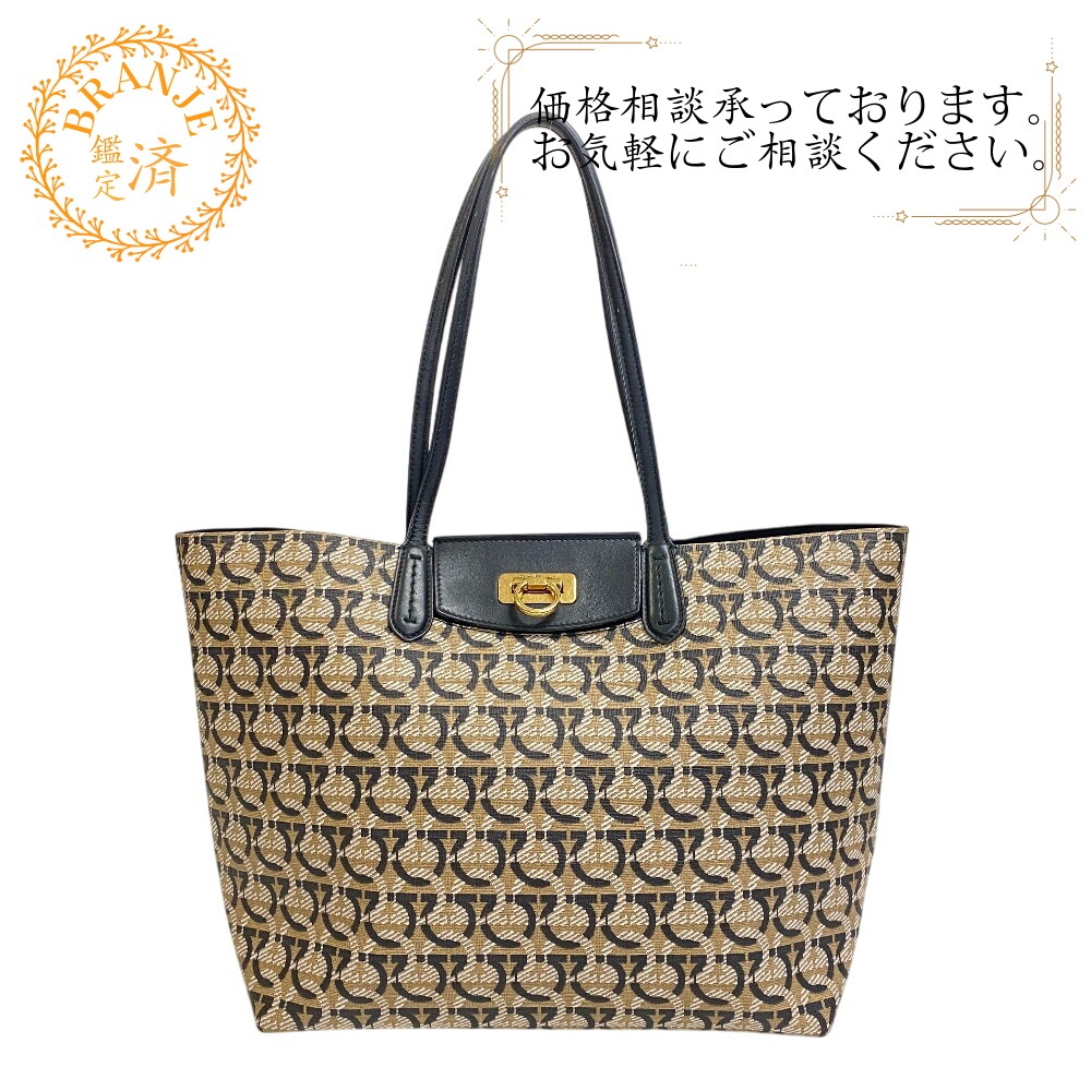 ショルダー オールガンチーニ PVCコーティングキャンバス トートバッグ ベージュ ブランド