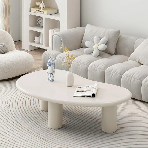 北欧 ローテーブル リビングテーブル センターテーブル シンプル モダン カフェ風 ホワイト 歪 雲型
