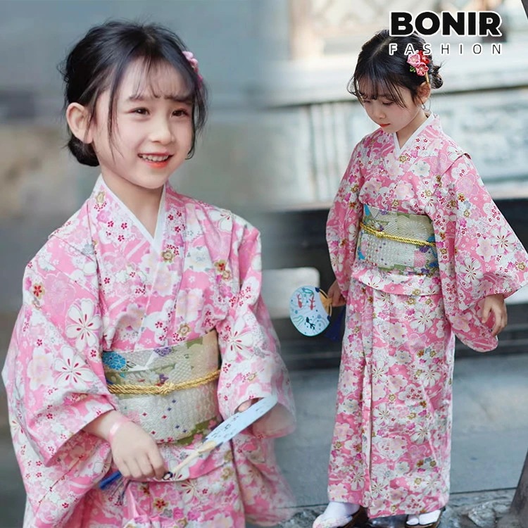 子供浴衣 ガールズ ドレス キッズ ピンク 浴衣セット 可愛い浴衣 YUKATA 作り帯 結び 女の子 浴衣 子供用 簡単着付け 花火大会 櫻 夏祭り ハロウィン コスプレゆかた 夏ファッション ダン
