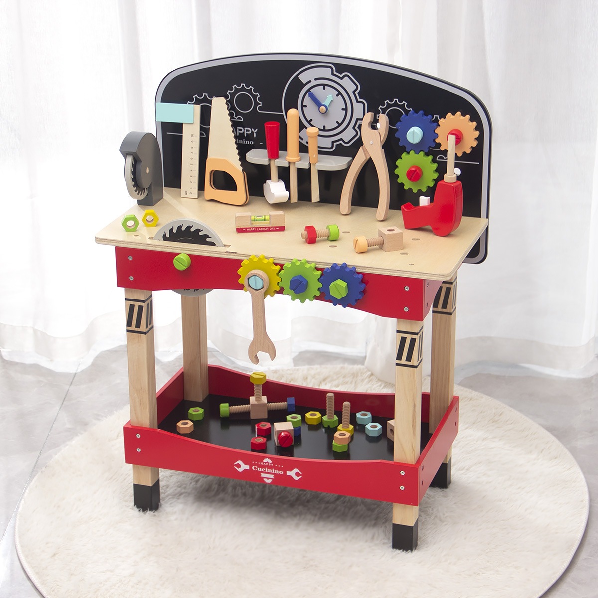 国境を越えた子どもの多機能木材分解ツールテーブルシミュレーションスクリューナットの組み合わせ木製教育玩具