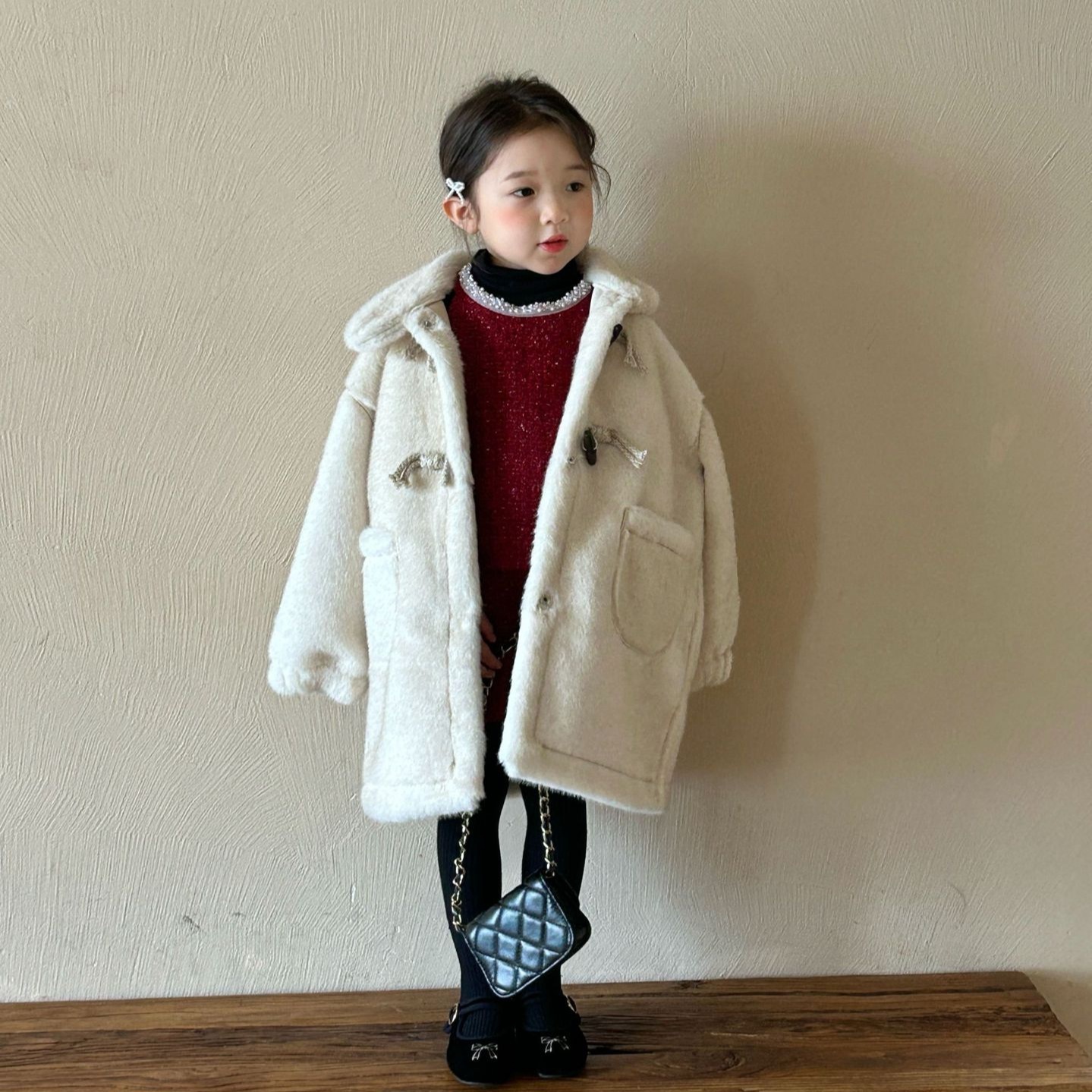 2024冬の子供服韓国版子供服女子中高生ミンク毛のコート毛皮一体コート