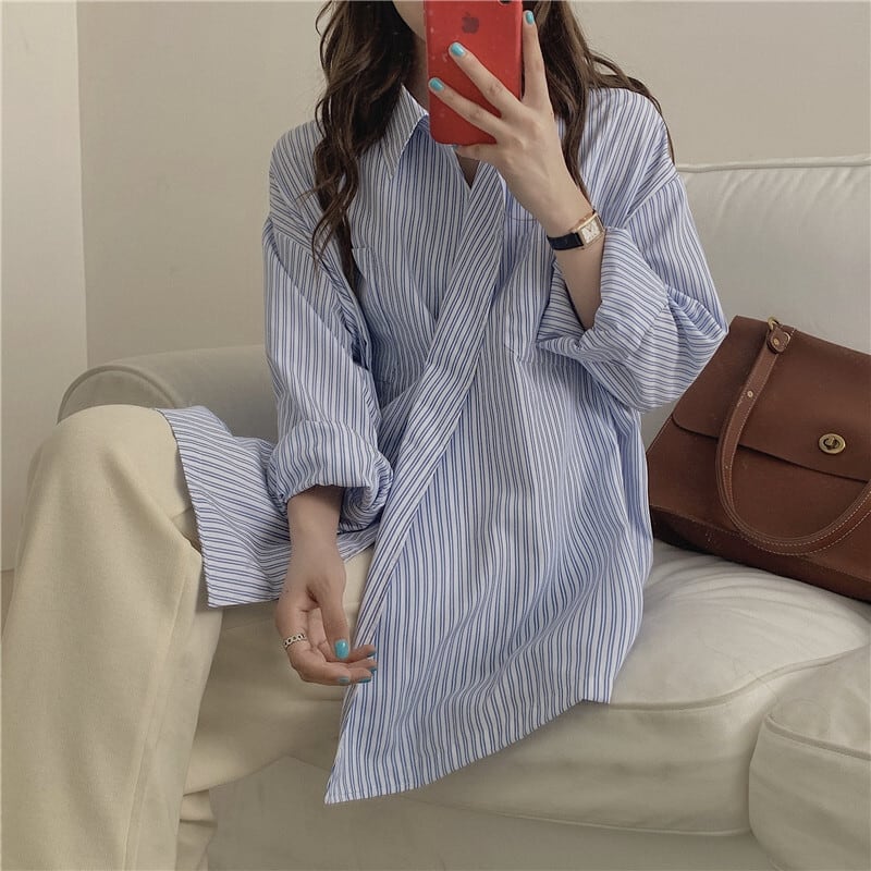 トップス シャツ ブラウス ミディアム丈 袖あり 長袖 カシュクール 襟付き かわいい 大人可愛い きれいめ シンプル カジュアル 大人 上品 おしゃれ お洒落 かっこいい レトロ 大人可愛い wto