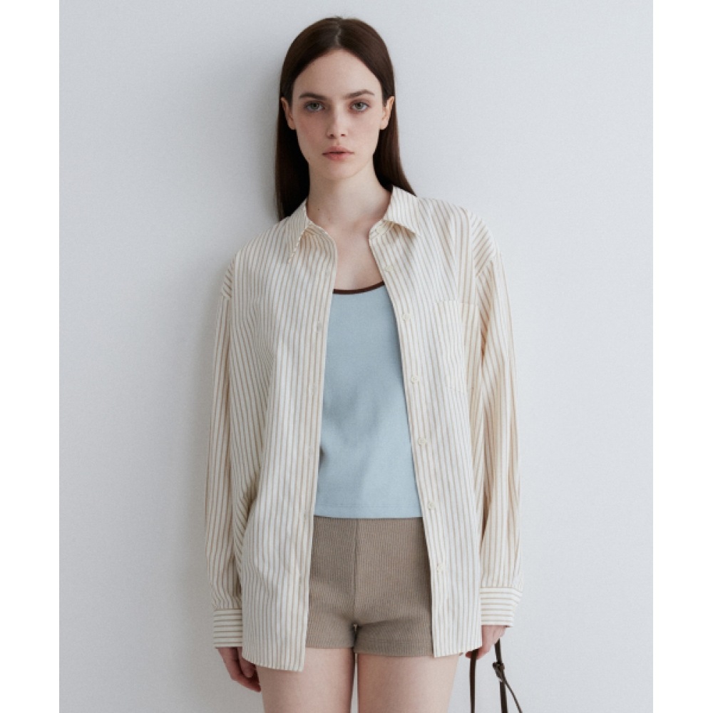 SUARE レディース (レディース) ストライプクラシックシャツアイボリー