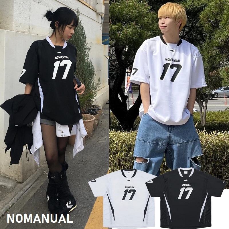 17 MESH BLOCK FOOTBALL JERSEY オーバーサイズ 2色展開 ユニセックス 韓国人気 ストリート カジュアル おしゃれ シンプル トレンド