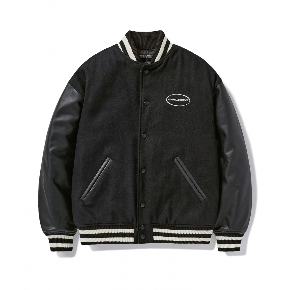 ミニマルプロジェクトサークルロゴフラワースタジアムジャケット MBJ103 [BLACK]