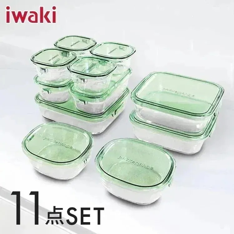 保存容器 タッパー イワキ 11点セット 特大 iwaki 保存容器 グリーン PSC-PRN11G デラックスセット