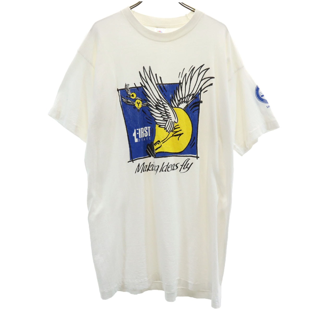 90s USA製 オールド Marking ideas fly 半袖 Tシャツ L ホワイト シングルステッチ メンズ 古着