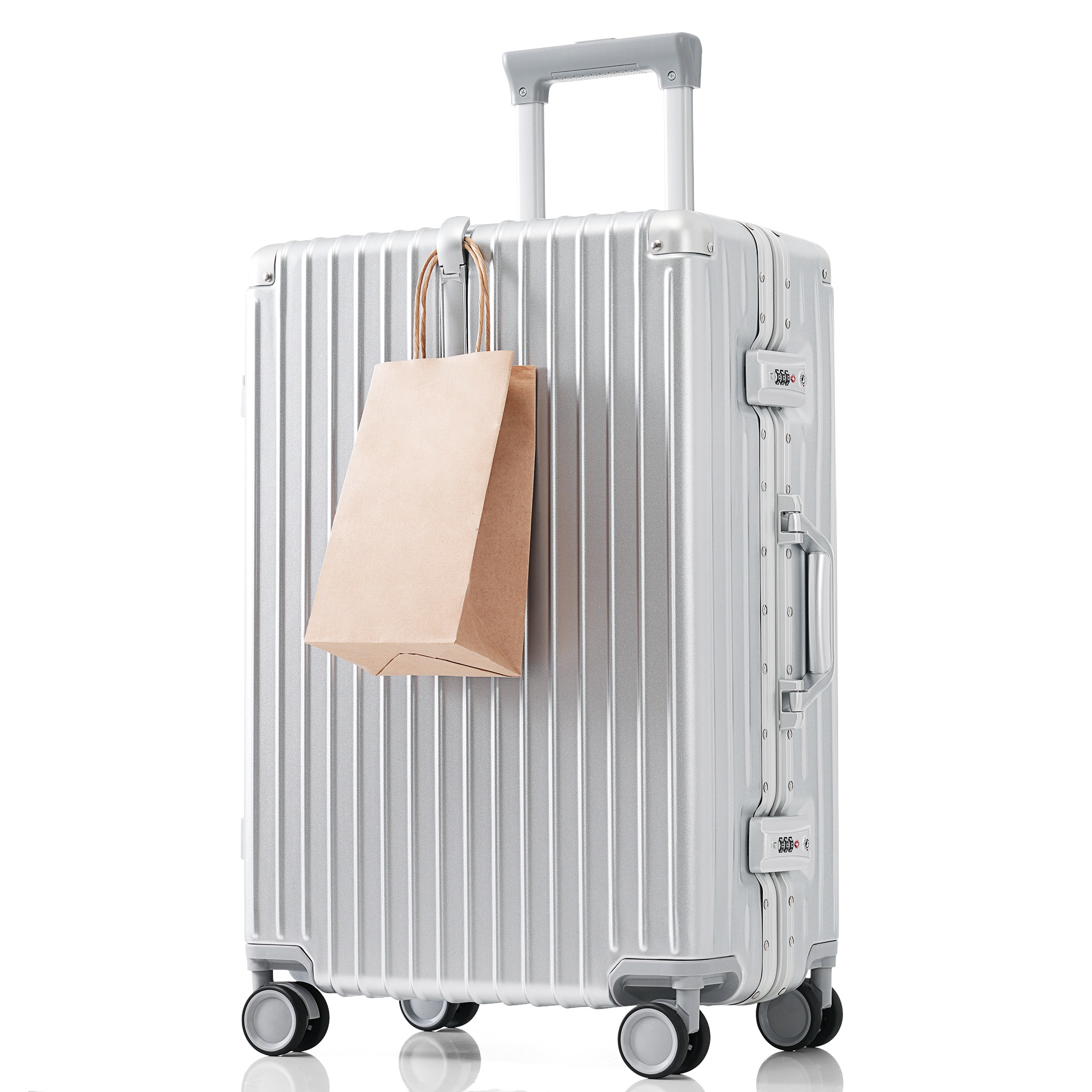 スーツケース キャリーケース キャリーバッグ Lサイズ アルミ フレームタイプ USBポート付き スマホスタンド付き 防水ポケット ドリンクホルダー フック式底足 TSAロック おしゃれ 静音 軽量