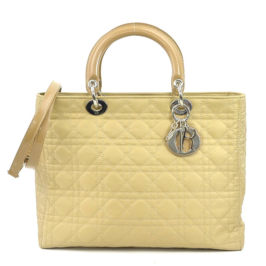 クリスチャンディオール Christian Dior ハンドバッグ ショルダーバッグ レディディオール キャンバス ベージュ シルバー レディース e58702a