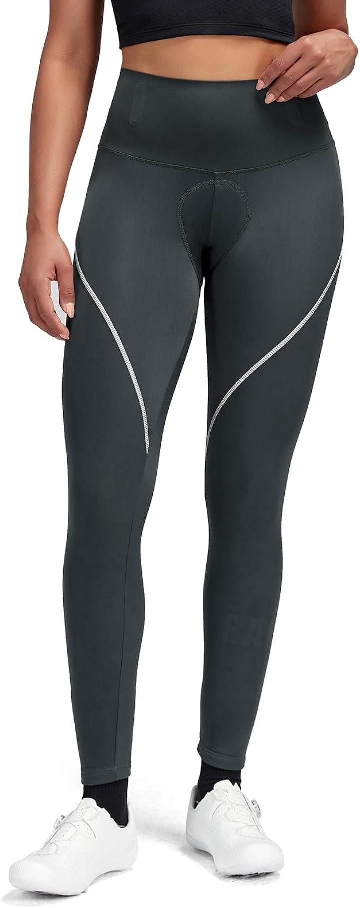 レディース サイクルパンツ 裏起毛 秋冬 通気 弾力 サイクリングパンツ ロードバイク 自転車 パッド 防風 保温(グレー, M)