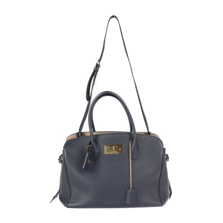 美品 LOUIS VUITTON ルイ ヴィトン ハンドバッグ M53948 ミラMM トリヨンレザー ブルーマリーヌ ゴールド金具 2WAY ターンロック 本物保証 中古