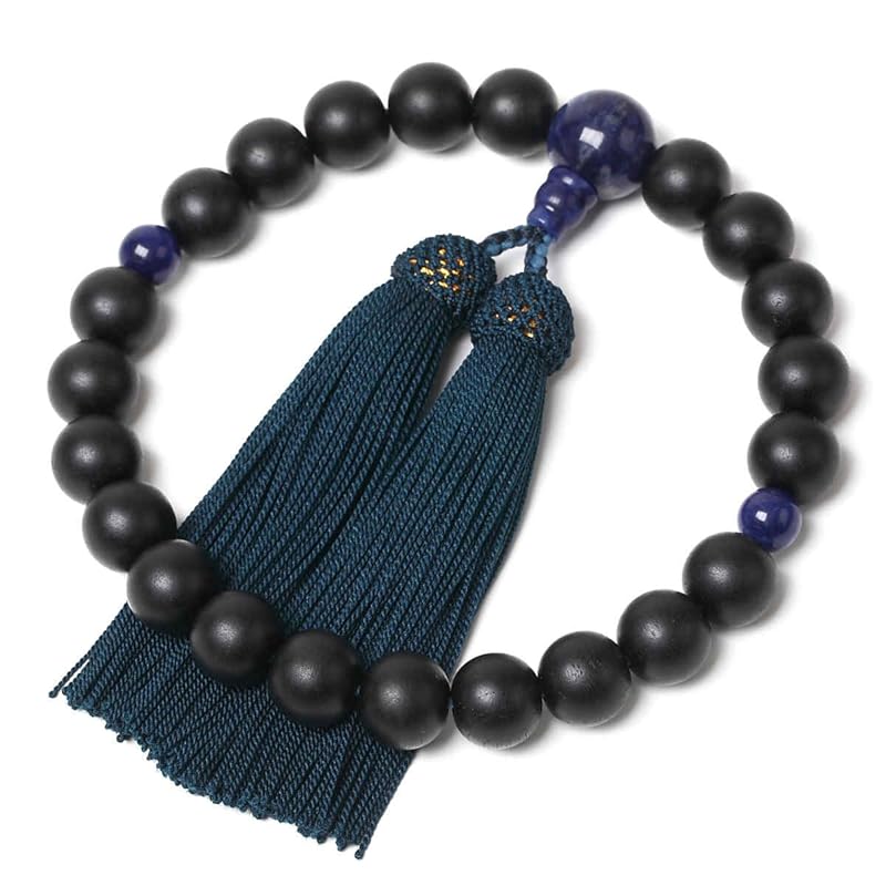 念珠堂 日本製 数珠 黒檀 22玉 ソーダライト仕立 男性用 手作り 念珠 すべての宗派でお使い頂ける 国産 念誦 【創業80余年 老舗数珠メーカー】