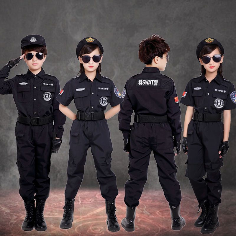Qoo10] 子供警察制服リトル警察官服軍服スーツ黒猫