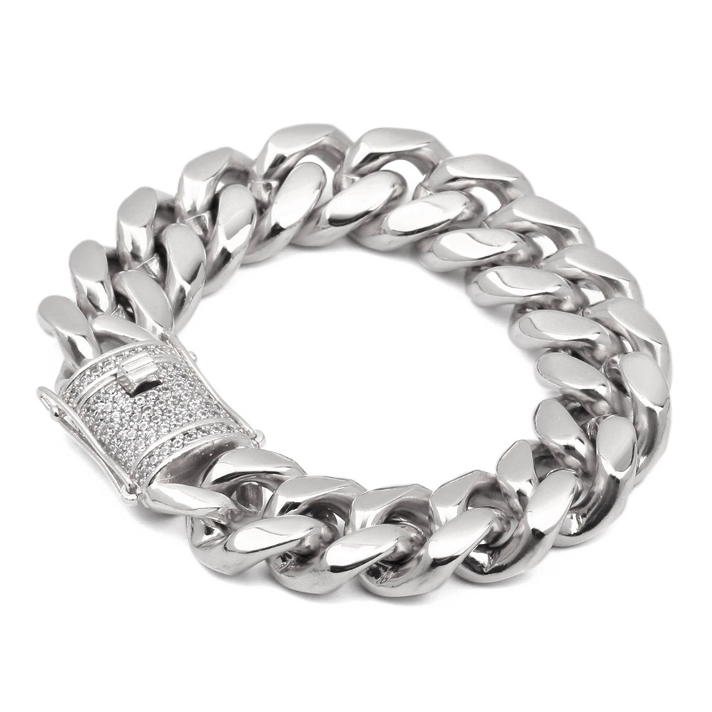 ステンレスCZ喜平ブレスレット 18mm [b146-s-18mm]