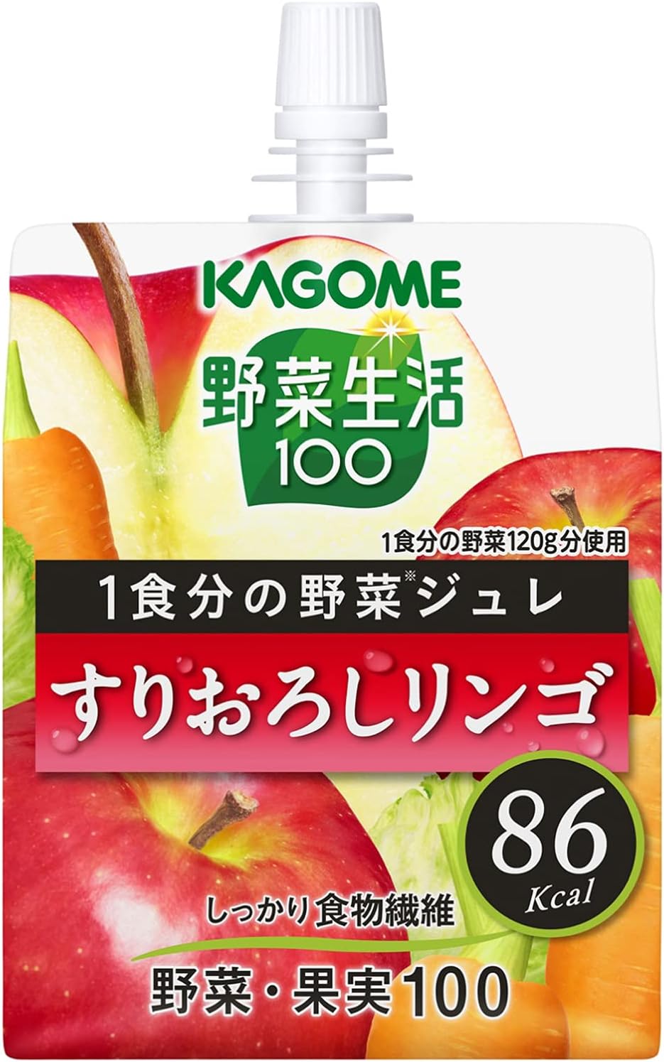 カゴメ 野菜生活100 1食分の野菜ジュレ すりおろしリンゴ 180gパウチ×30個 食物繊維 5,465円