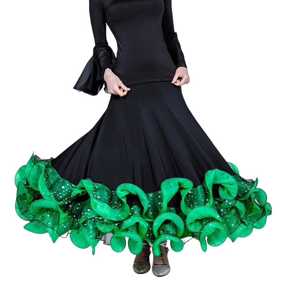 社交ダンススカート（単品） ワルツダンスウエア モダンドレス 大きい裾 レディース ワルツ タンゴ服 ロングスカート ダンススカート衣装 レッスン用 舞台ステージ衣装 練習着 レッスンウエア 演奏会