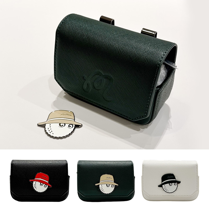 韓国正規品 Malbon Buckets DM Case / White / Green / Black ゴルフ 距離計 ボールマーカー 小物収納 バッグ ベルト通し