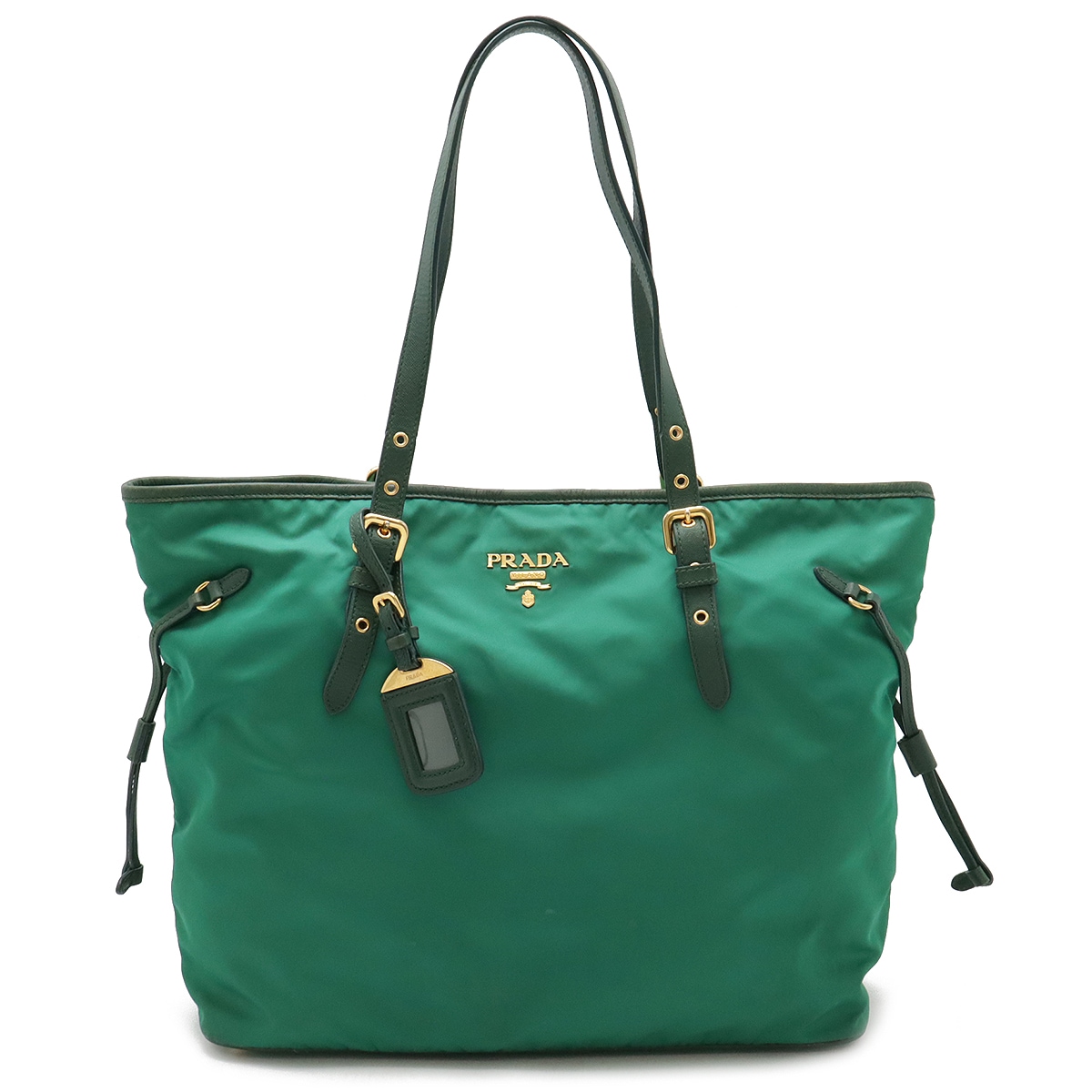 トートバッグ ラージトート ショルダーバッグ セミショルダー 肩掛け ナイロン レザー グリーン 緑 ゴールド金具 BR499