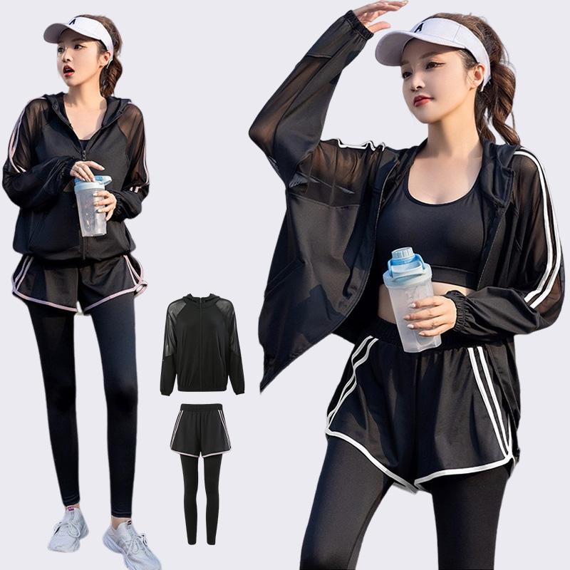 ジム フィットネスウェア ショーツ付きレギンス ランニング メッシュ レディース [本日のセール]トレーニングウェア ウォーキング 吸汗速乾 スポーツウェア 上下2点セット 長袖